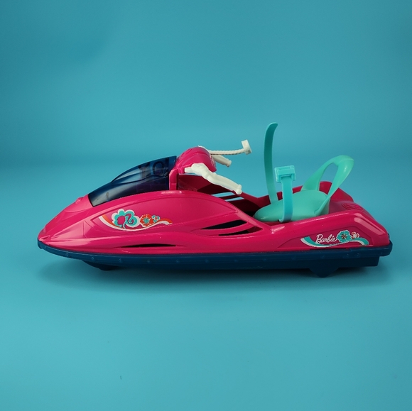 Mattel 2014 Barbie Camping Fun On The Go Pink & Blue Jet Ski VG - Picture 3 of 12